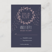 RSVP-Karte für die Hochzeit von Navy Blue Pink Flo