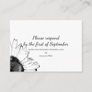 RSVP-Karte für die Hochzeit von Schwarzweiß-Sonnen Begleitkarte