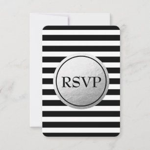 RSVP-Karte für die Hochzeit von Schwarzweiß-Streif RSVP Karte