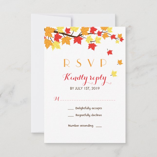 RSVP-Karte für die Hochzeit von weißem Ahorn-Blätt RSVP Karte (Vorderseite)