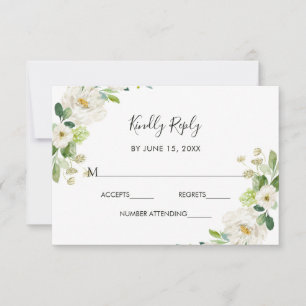 RSVP-Karte für die Hochzeit von weißem Blumenwasse RSVP Karte