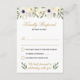 RSVP-Karte für die Hochzeit von weißer und goldene Einladung