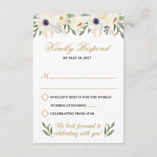 RSVP-Karte für die Hochzeit von weißer und goldene Einladung