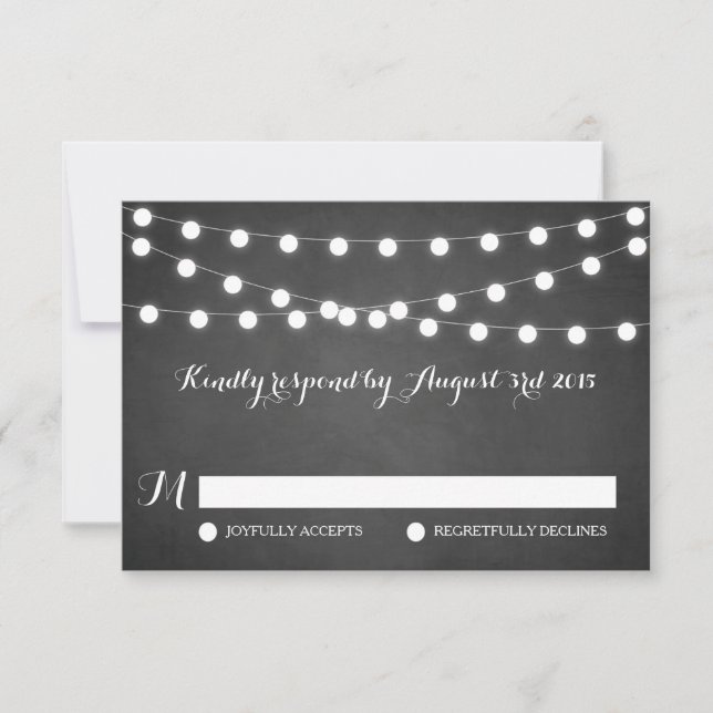 RSVP-Karte für die Hochzeit von White Fairy Lights RSVP Karte (Vorderseite)