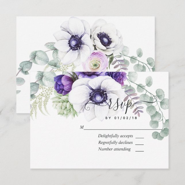 RSVP-Karte für die Hochzeitsfeier mit blauer Wasse RSVP Karte (Vorne/Hinten)
