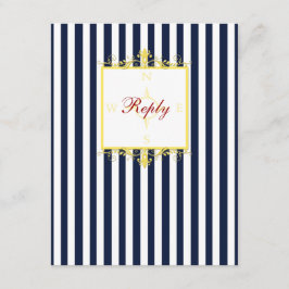RSVP-Karte für die Marine, weiß, gelb, rot gestrei RSVP Karte