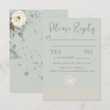 RSVP-Karte für die romantische Seite Grün Weiße Bl