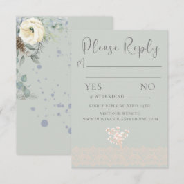 RSVP-Karte für die romantische Seite Grün Weiße Bl RSVP Karte