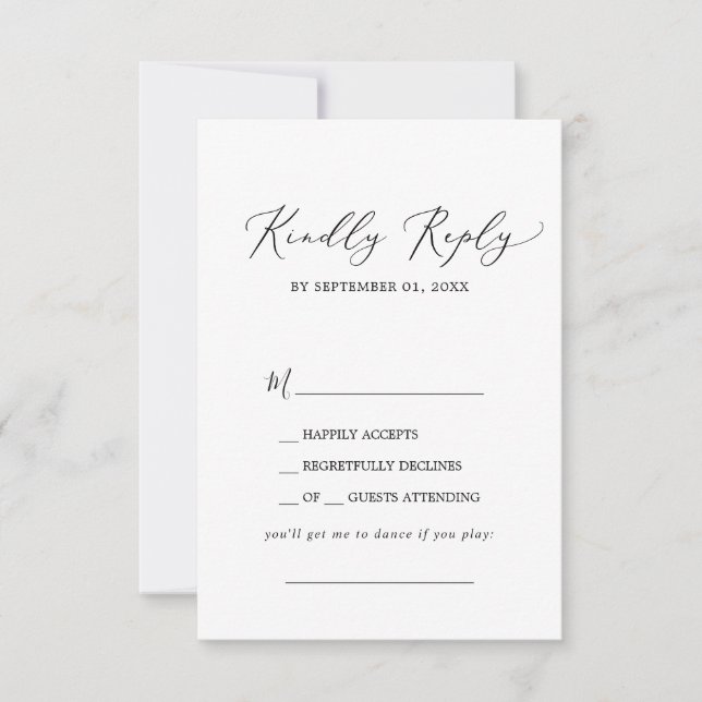 RSVP-Karte für die Songanfrage in der schwarzen Ka RSVP Karte (Vorderseite)