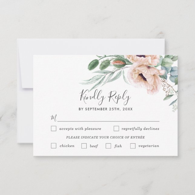RSVP-Karte für die Wahl des Blütenblattes zum Hoch RSVP Karte (Vorderseite)