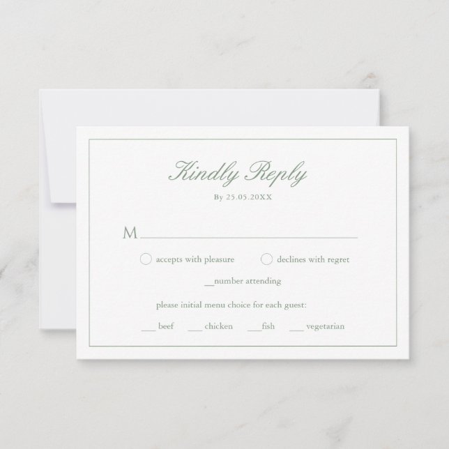 RSVP-Karte für die Wahl des Hochzeitssags Green Mo Einladung (Vorderseite)