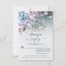 RSVP-Karte für die Winterhochzeit mit Blumenschnee RSVP Karte