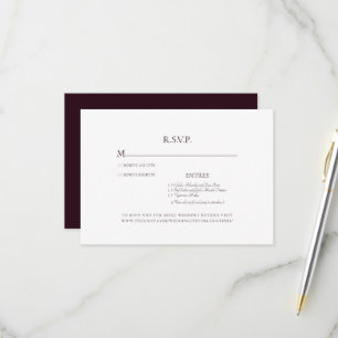 RSVP-Karte für einfache Burgunder Wein & White Wed RSVP Karte