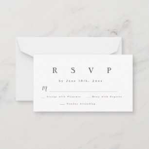 RSVP-Karte für einfache graue Buchstaben Mitteilungskarte