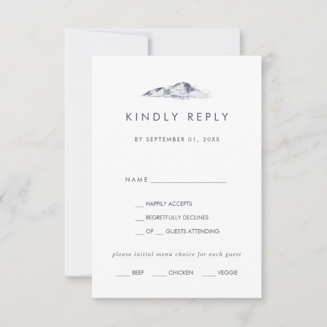 RSVP-Karte für einfache Hochzeitsmenüs RSVP Karte (Vorderseite)