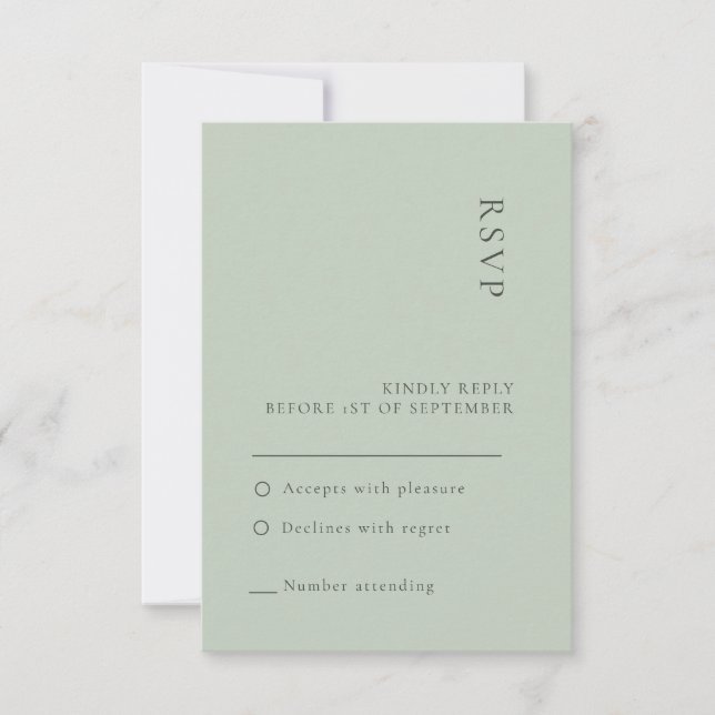 RSVP-Karte für einfache Seite Grüne Hochzeit Einladung (Vorderseite)