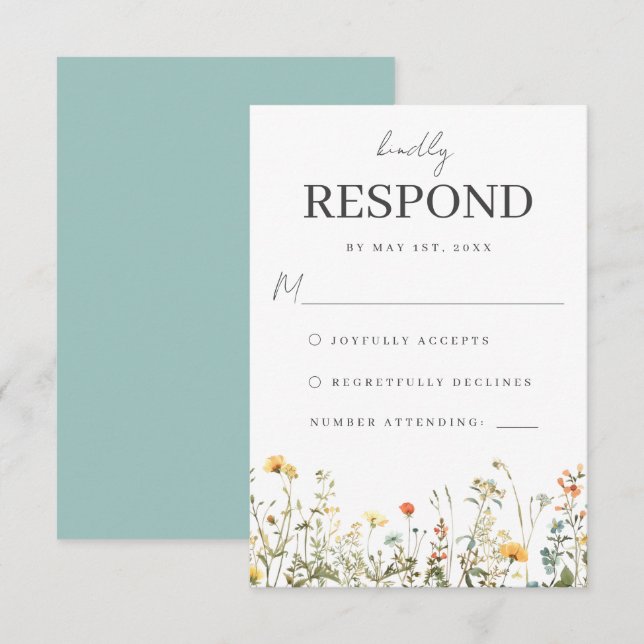 RSVP-Karte für einfache Wildblume RSVP Karte (Vorne/Hinten)