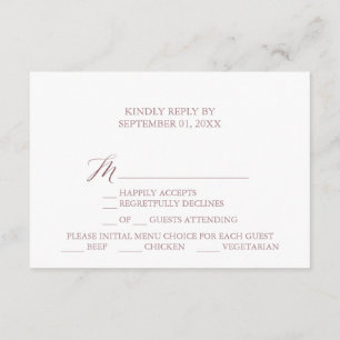 RSVP-Karte für elegante Rose-Kalligrafie Einladung