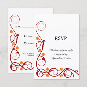 RSVP-Karte für elegante Rot- und Orange-Wirbel RSVP Karte