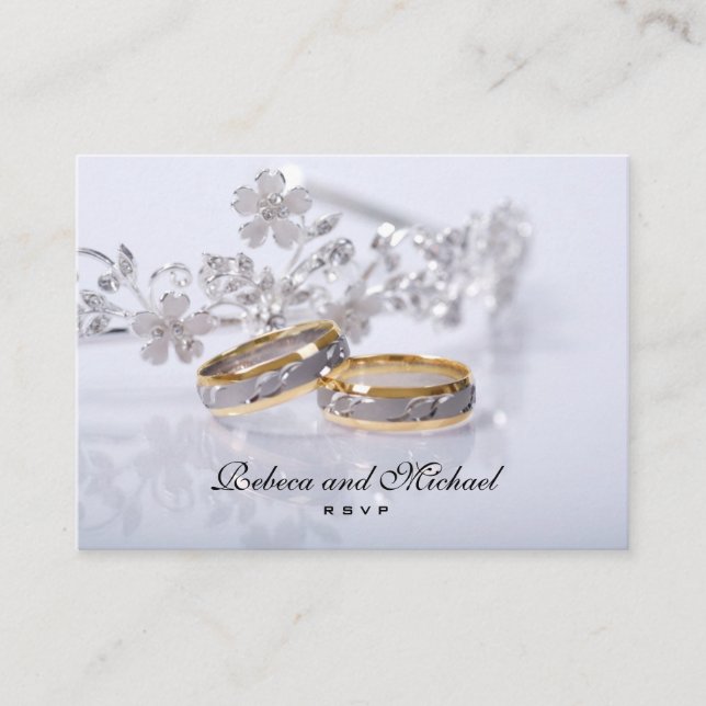 RSVP-Karte für Elegantes Gold/Platinum-Hochzeitban Begleitkarte (Vorderseite)