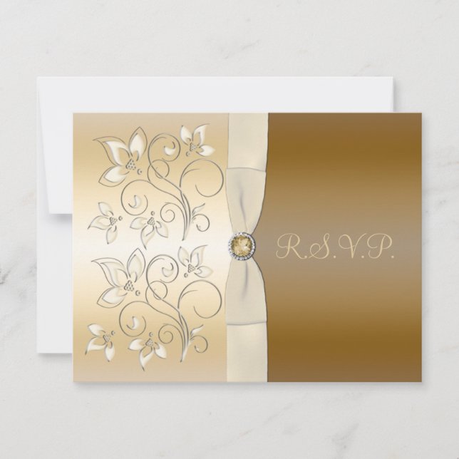 RSVP-Karte für Elfenbein und Bronze RSVP Karte (Vorderseite)