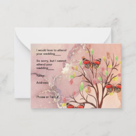 RSVP-Karte für Fallbaum- und Schmetterlingsdesign Mitteilungskarte