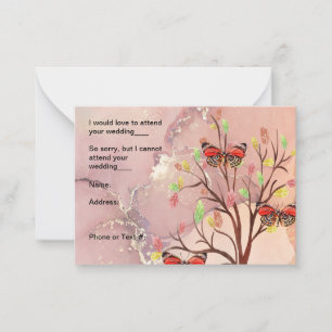 RSVP-Karte für Fallbaum- und Schmetterlingsdesign Mitteilungskarte