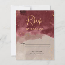 RSVP-Karte für Gold und Burgund