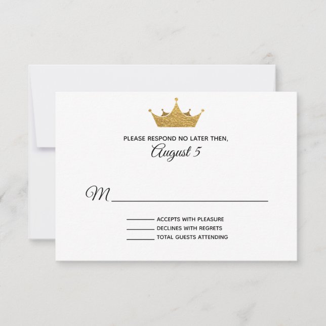RSVP-Karte für Goldene Krone RSVP Karte (Vorderseite)