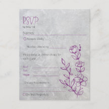 RSVP-Karte für graue Beton und Lila Hochzeit