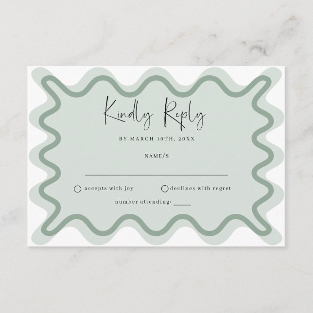 RSVP-Karte für grün graue Grenze Begleitkarte (Vorderseite)