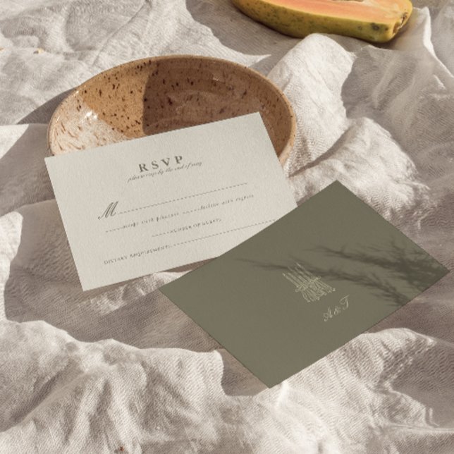 RSVP-Karte für grüne Hochzeit mit weißem Streifen RSVP Karte (Von Creator hochgeladen)