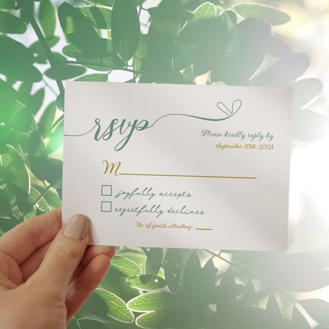 RSVP-Karte für Grünpflanzen und Gold-Hochzeiten RSVP Karte (Von Creator hochgeladen)