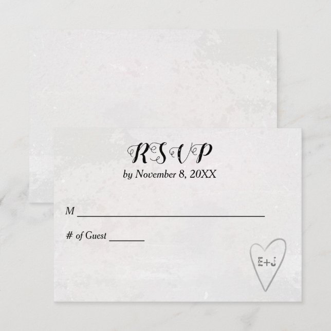 RSVP-Karte für Heart Wedding RSVP Karte (Vorne/Hinten)