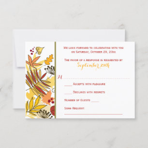 RSVP-Karte für Herbsthochzeiten   Blätter, Saatgut RSVP Karte