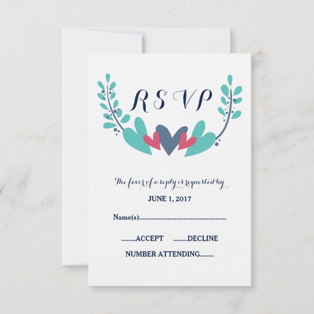 RSVP-Karte für Herz und Reben RSVP Karte (Vorderseite)