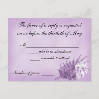 RSVP-Karte für Hochzeiten am Strand (Lila) Einladungspostkarte