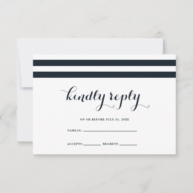 RSVP-Karte für Hochzeiten in Blau und Weiß RSVP Karte (Vorderseite)