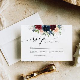 RSVP-Karte für Hochzeiten in Burgund und der Marin RSVP Karte