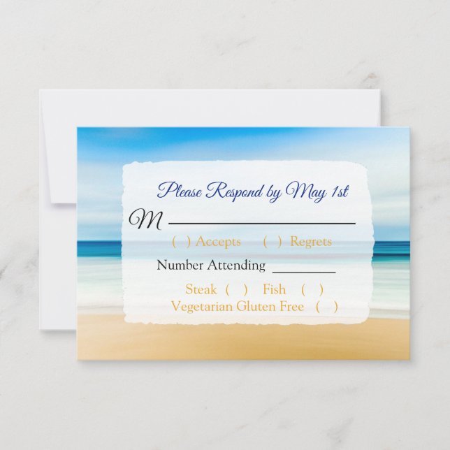 RSVP-Karte für Hochzeiten in Deep Blue Ocean RSVP Karte (Vorderseite)