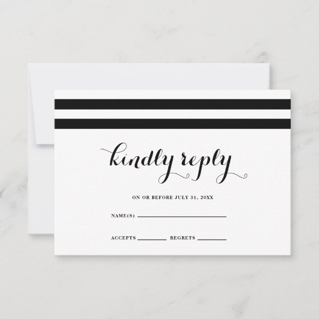RSVP-Karte für Hochzeiten in Schwarz und Weiß RSVP Karte (Vorderseite)