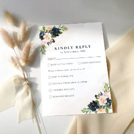 RSVP-Karte für Hochzeiten von Navy & Blush Pink RSVP Karte