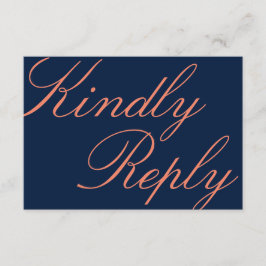 RSVP-Karte für Hochzeiten von Navy- und Korallenka RSVP Karte