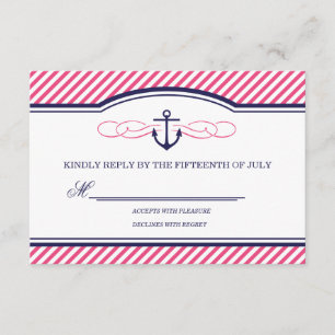 RSVP-Karte für Hochzeiten von Navy und Pink RSVP Karte