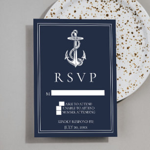 RSVP-Karte für Hochzeitsangriffe auf Navy Nautic RSVP Karte