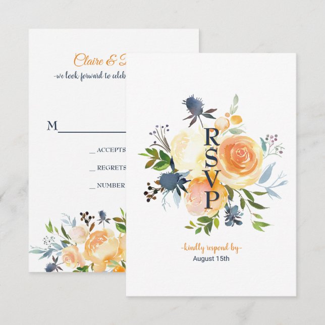 RSVP-Karte für Hochzeitskartentouren Einladung (Vorne/Hinten)