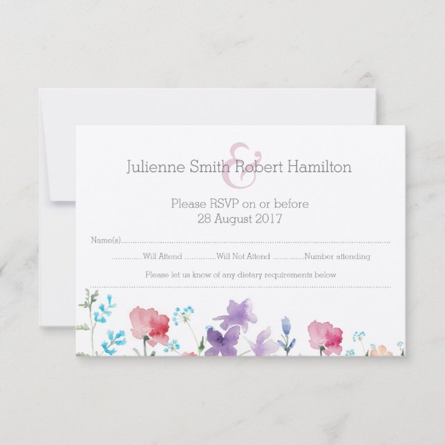 RSVP-Karte für hübsche Wildblumen RSVP Karte (Vorderseite)