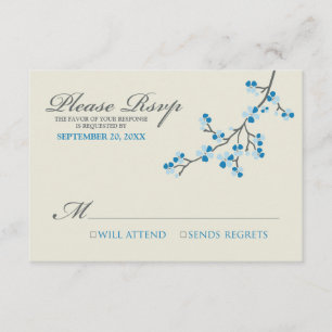 RSVP-Karte für Kirschblüten (blau/grau) RSVP Karte
