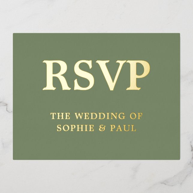RSVP-Karte für Klassik-Sage Green Song Choice Foil Folie Einladungspostkarte (Vorderseite)