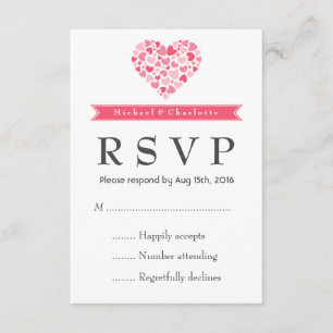 RSVP-Karte für kleine Herzen Rosa und Weiße Hochze RSVP Karte